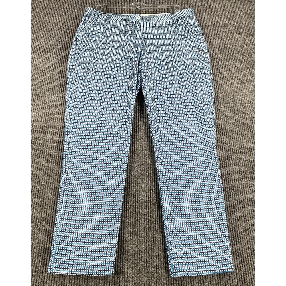 Puma Golf Pants Womens 14 Blue White‎ Geometric Stretch Performance Trousers